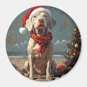 Weimaraner Dog Christmas  Beach Magneet (Voorkant)