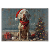 Weimaraner Dog Christmas Beach Snijplank (Voorkant)