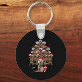 Weimaraner Dog Christmas Tree Lights Santa Hat Xma Sleutelhanger (Voorkant)