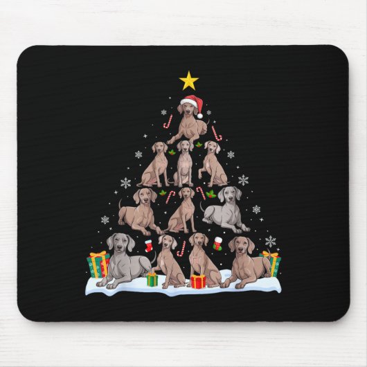 Weimaraner Dog Christmas Tree Xmas Pet Dogs Lover Muismat (Voorkant)