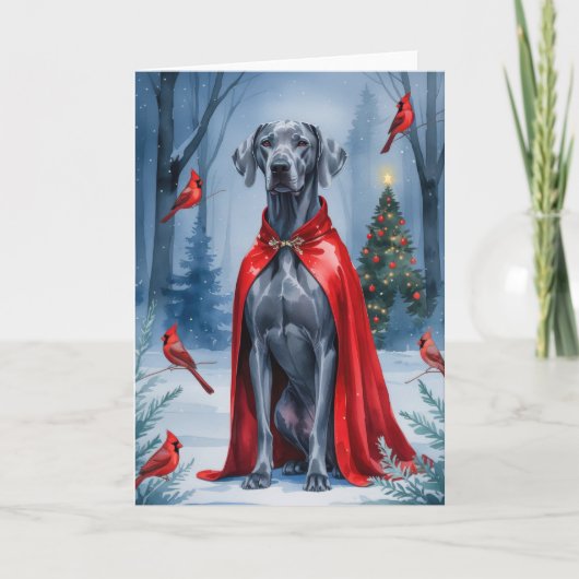 Weimaraner Dog Christmas Wenskaart Kaart (Voorkant)