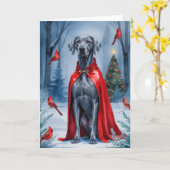 Weimaraner Dog Christmas Wenskaart Kaart (Gele Bloem)