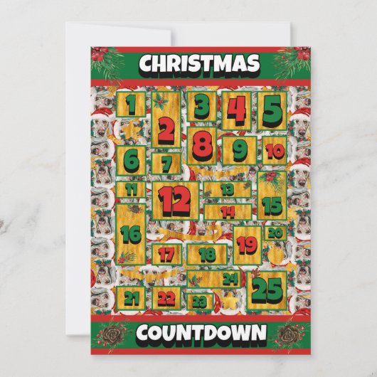 Weimaraner Dog Counting Kerstmis Advent Calendar Feestdagenkaart (Voorkant)