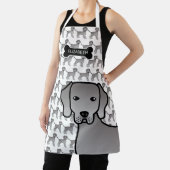 Weimaraner Dog Cute Cartoon Illustratie en naam Schort (Insitu)