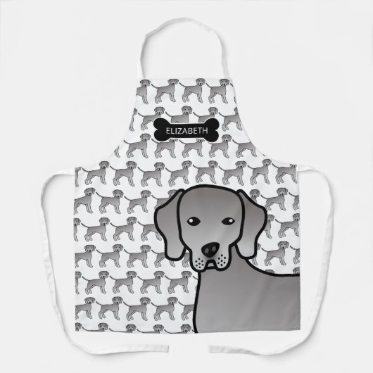Weimaraner Dog Cute Cartoon Illustratie en naam Schort (Voorkant)