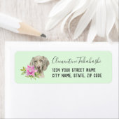 Weimaraner Dog en Lily Waterverf Adres Etiket (Insitu)