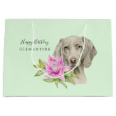Weimaraner Dog en Lily Waterverf | Geboortedag Large Cadeautasje (Voorkant)