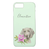 Weimaraner Dog en Lily Waterverf | Jouw namen toev Case-Mate iPhone Case (Achterkant)