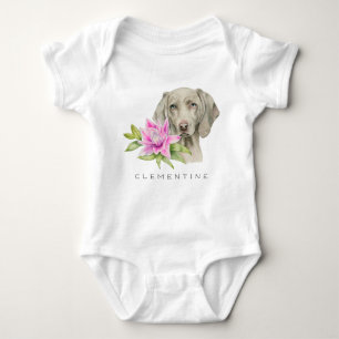 Weimaraner Dog en Lily Waterverf Jouw namen toev Romper