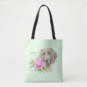 Weimaraner Dog en Lily Waterverf | Monogram Tote Bag (Voorkant)