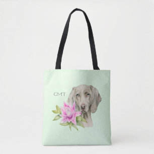 Weimaraner Dog en Lily Waterverf Monogram Tote Bag