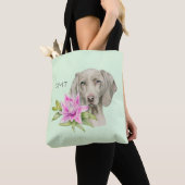 Weimaraner Dog en Lily Waterverf | Monogram Tote Bag (Dichtbij)