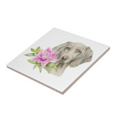 Weimaraner Dog en Lily Waterverf Painting Tegeltje (Zijkant)