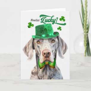 Weimaraner Dog Feelin' Lucky St Patrick's Day Feestdagen Kaart