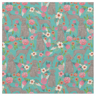 weimaraner dog  florals turquoise stof