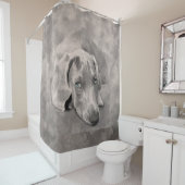Weimaraner Dog Gemengde Media Douchegordijn (In situ)