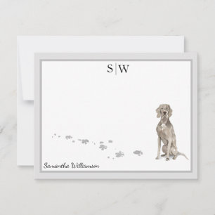Weimaraner Dog Gray Border Monogram Gepersonalisee Notitiekaartje