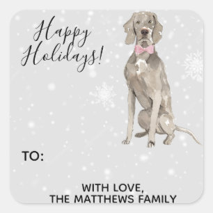 Weimaraner Dog Holiday Gift Label Stickers