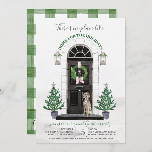 Weimaraner Dog Home voor de partij Feestdagen Kaart (Voorkant / Achterkant)