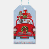 Weimaraner Dog in auto met kerstman Cadeaulabel (Voorkant)