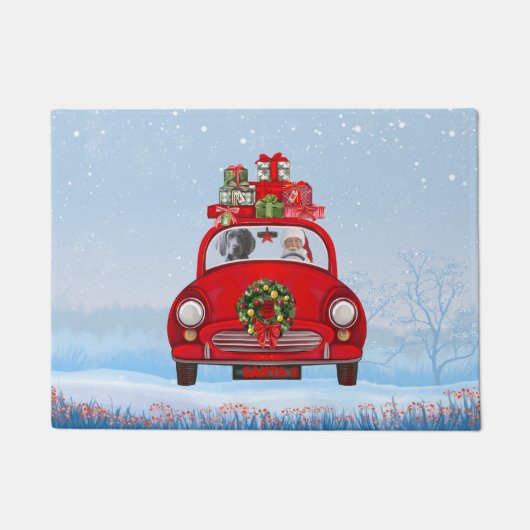Weimaraner Dog in auto met kerstman Deurmat (Voorkant)