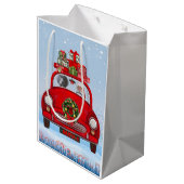 Weimaraner Dog in auto met kerstman Medium Cadeauzakje (Achterkant Gekanteld)