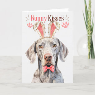 Weimaraner Dog in Bunny Ears voor Pasen Feestdagen Kaart
