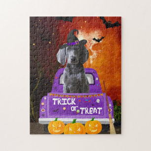 weimaraner Dog in Halloween Truck Legpuzzel