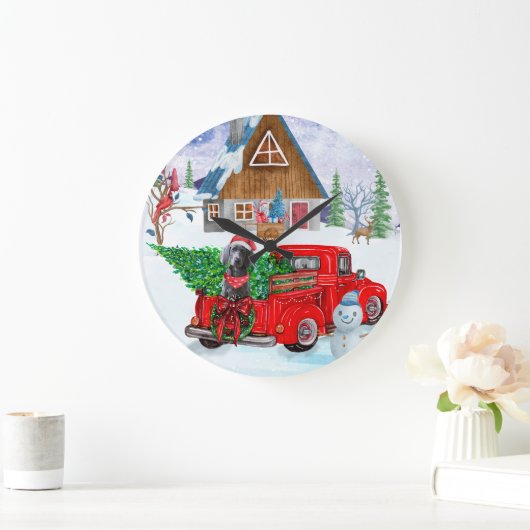 Weimaraner Dog in kerstcadeauwagen Grote Klok (Huis)