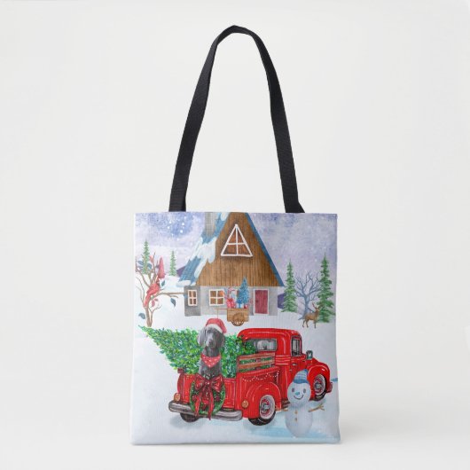 Weimaraner Dog in kerstcadeauwagen Tote Bag (Voorkant)