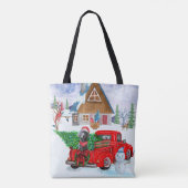 Weimaraner Dog in kerstcadeauwagen Tote Bag (Achterkant)