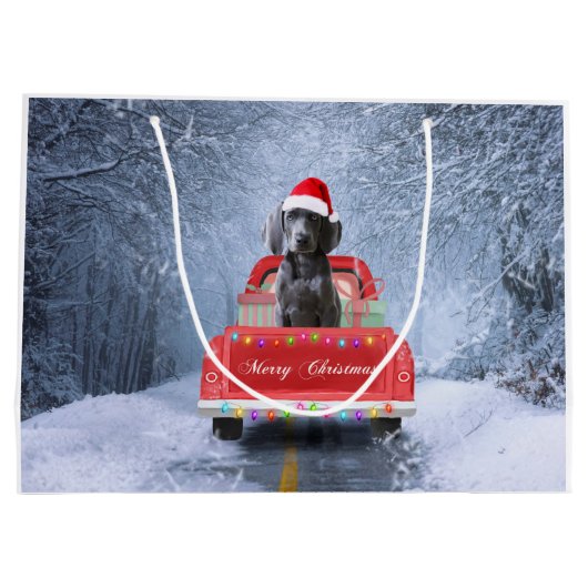 Weimaraner Dog in Snow, dat in kerstmis zit Groot Cadeauzakje (Achterkant)