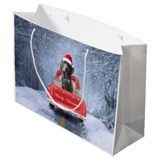 Weimaraner Dog in Snow, dat in kerstmis zit Groot Cadeauzakje (Achterkant Gekanteld)