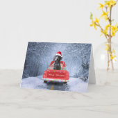 Weimaraner Dog in Snow, dat in kerstmis zit Kaart (Gele Bloem)