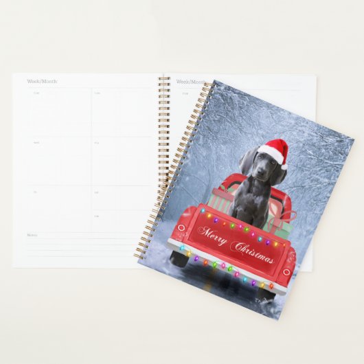 Weimaraner Dog in Snow, dat in kerstmis zit Planner (Display)
