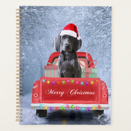 Weimaraner Dog in Snow, dat in kerstmis zit Planner (Voorkant)