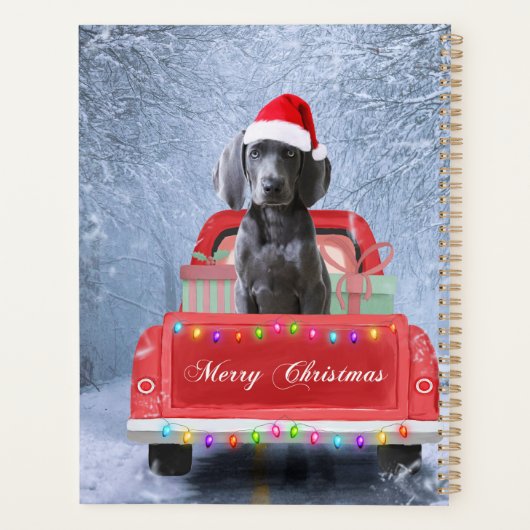 Weimaraner Dog in Snow, dat in kerstmis zit Planner (Achterkant)