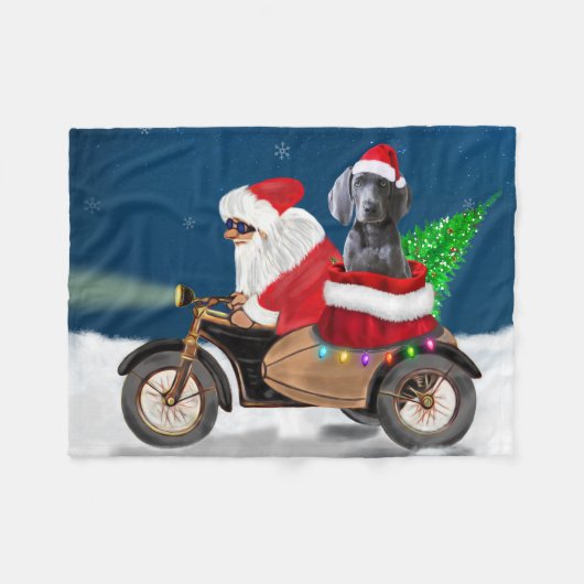 Weimaraner Dog kerstkerstkerstman Fleece Deken (Voorkant (Horizontaal))