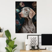 Weimaraner Dog met Flowers | Elegant Pet Portret Poster (Thuiskantoor)