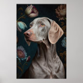 Weimaraner Dog met Flowers | Elegant Pet Portret Poster (Voorkant)