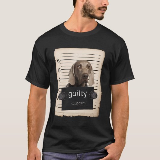 Weimaraner Dog Mok Shot Bad Dog T-shirt (Voorkant)