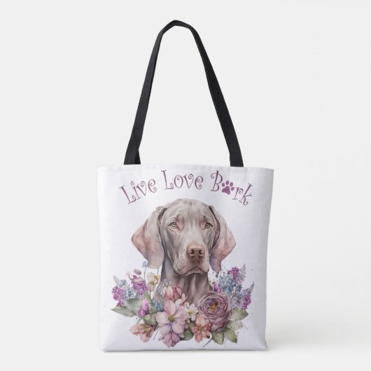 Weimaraner Dog Mom Floral Tote Bag (Achterkant)