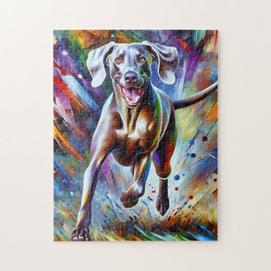 Weimaraner Dog Portrait Acryl Art Print Hond Legpuzzel (Verticaal)