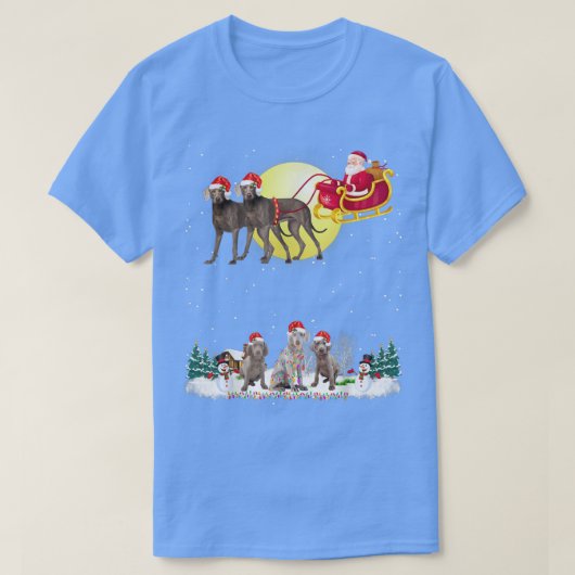 Weimaraner Dog Reindeer Dog Lights Christmas Lover T-shirt (Design voorkant)