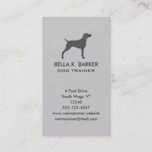 Weimaraner Dog Silhouette Vertical Grey Visitekaartje