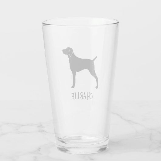 Weimaraner Dog Silhouette Weim Gepersonaliseerd Glas (Achterkant)