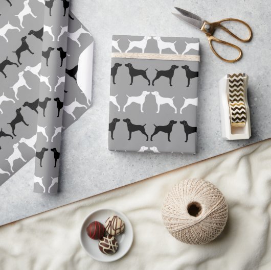 Weimaraner Dog Silhouettes Patroon Cadeaupapier (Crafts)