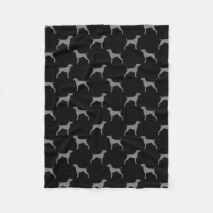 Weimaraner Dog Silhouettes Pattern Grey and Black Fleece Deken