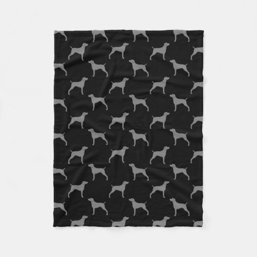 Weimaraner Dog Silhouettes Pattern Grey and Black Fleece Deken (Voorkant)