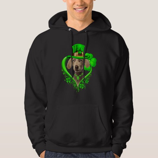 Weimaraner Dog St Patricks Day Lover Irish Shamroc Hoodie (Voorkant)